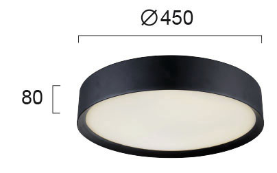 Плафон Черен D:450 Alessio