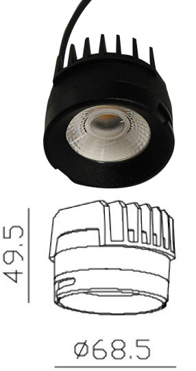 Черна регулируема точкова рамка-LED модул TOP-SPOT – 3.000 k
