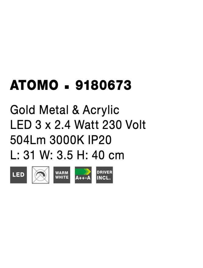 Аплик  ATOMO – злато/бял