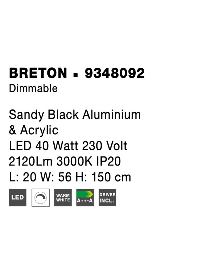 Лампион  Breton – черен/