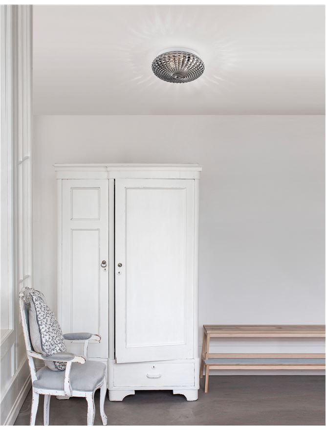 Плафониера Clam – хром/бял