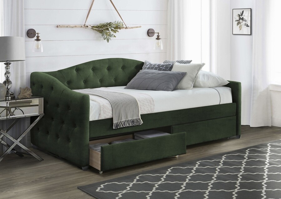 Легло с чекмеджета - тъмно зелено