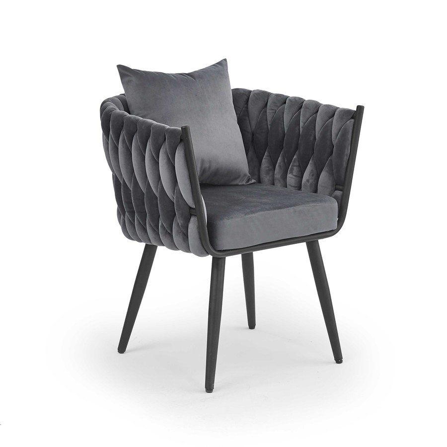 Кадифено кресло - сиво / черно
