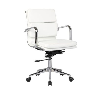 Low Back Armchair White Pu