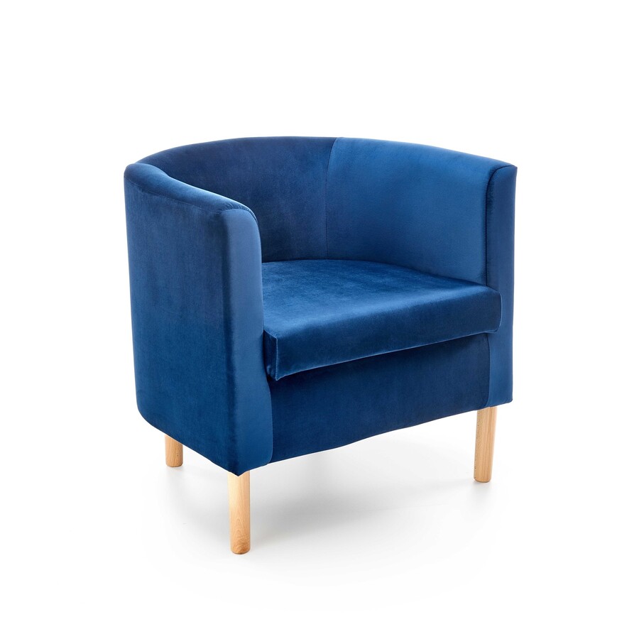 Велурено кресло - тъмно синьо/естествен