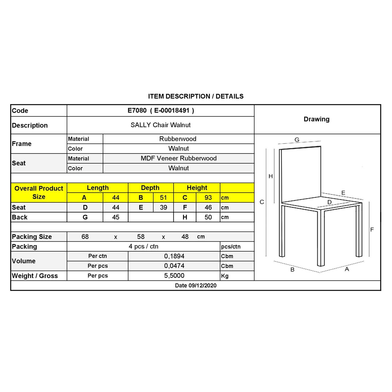 Стол цвят орех