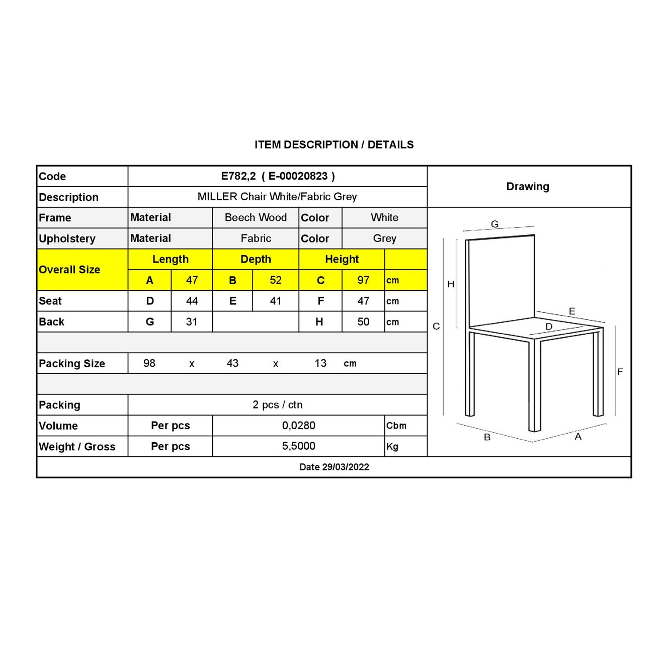 Стол цвят бял-сив