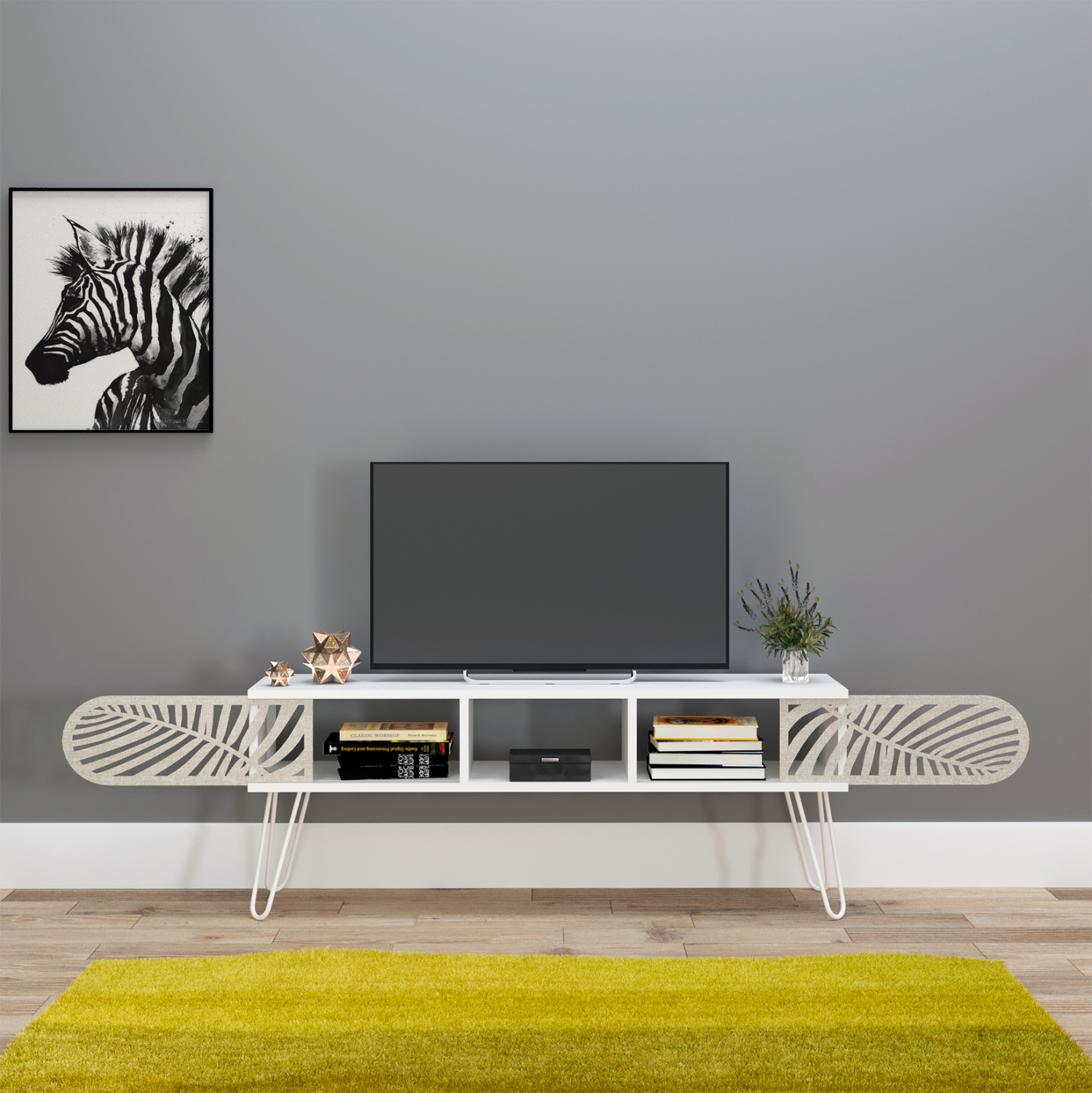 ТВ шкаф бял цвят