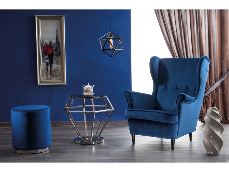 Кадифено кресло – тъмносиньо Bluvel 86