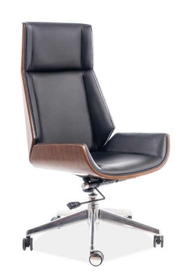 Въртящ се стол - черен/орех