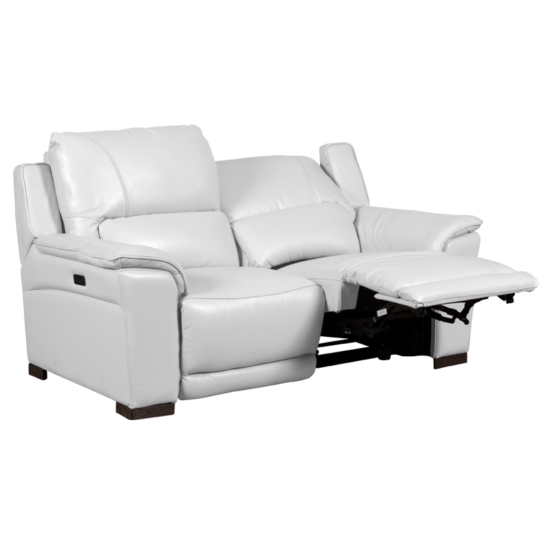 Кожен диван – двойка с електрически релакс механизъм COMODO LUX – бял 53