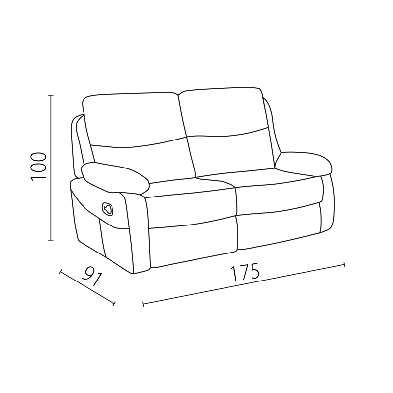 Кожен диван - двойка с електрически релакс механизъм COMODO LUX  - кафяв 40