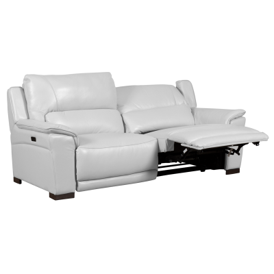Кожен диван - тройка с електрически релакс механизъм  - бял