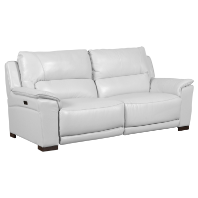 Кожен диван - тройка с електрически релакс механизъм  - бял