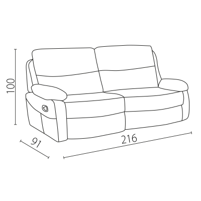 Кожен диван - тройка с електрически релакс механизъм  - кафяв