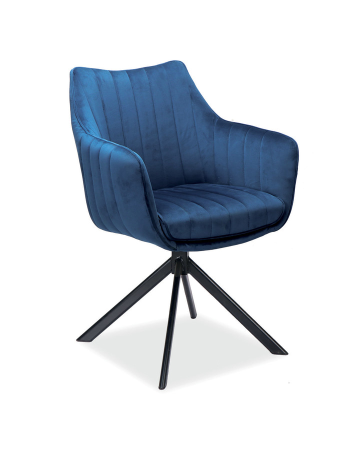 Трапезарен въртящ се стол - тъмносин