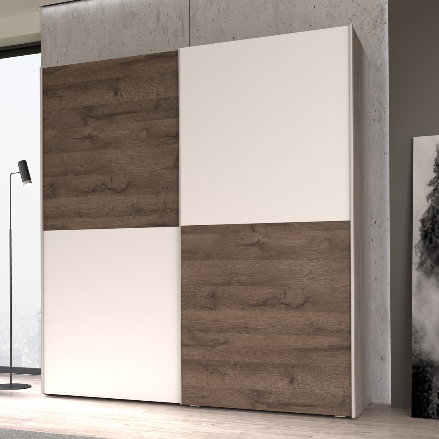 Гардероб цвят кафяв-бял