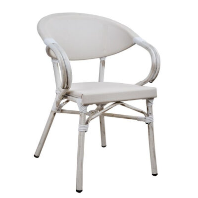 Стол с подлакътници  бял цвят