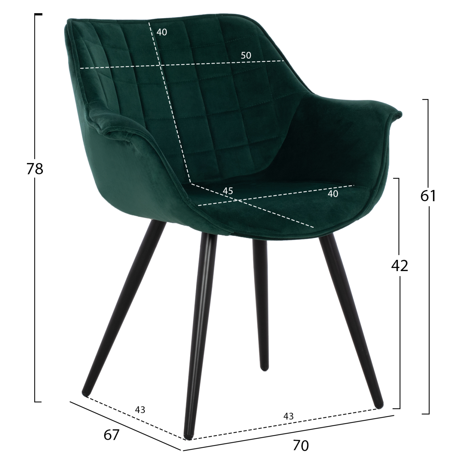 Кресло цвят черен-зелен