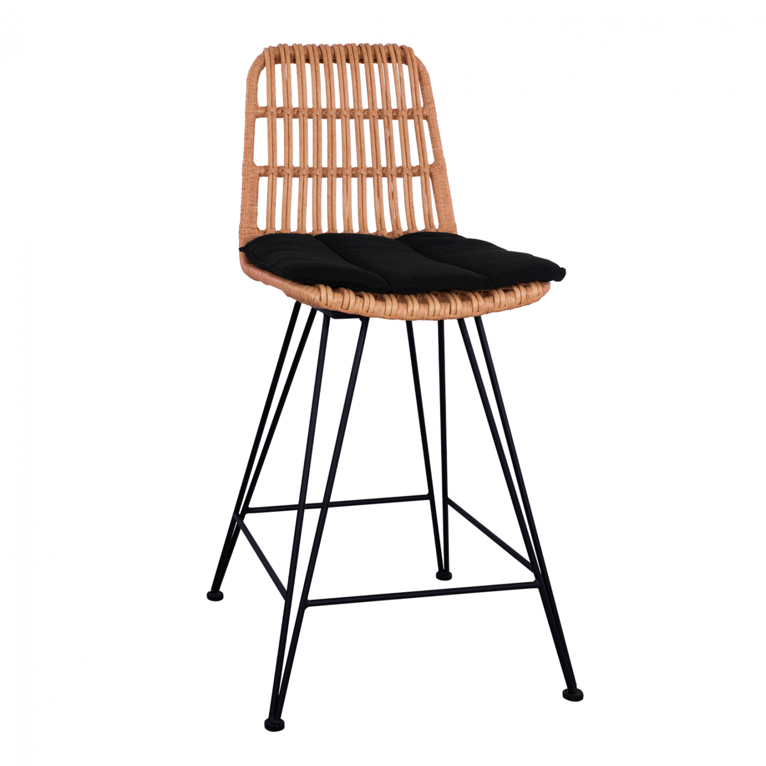 Бар стол средна височина  бежово-черен цвят