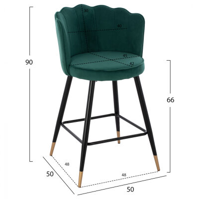 Бар стол средна височина-зелено кадифе