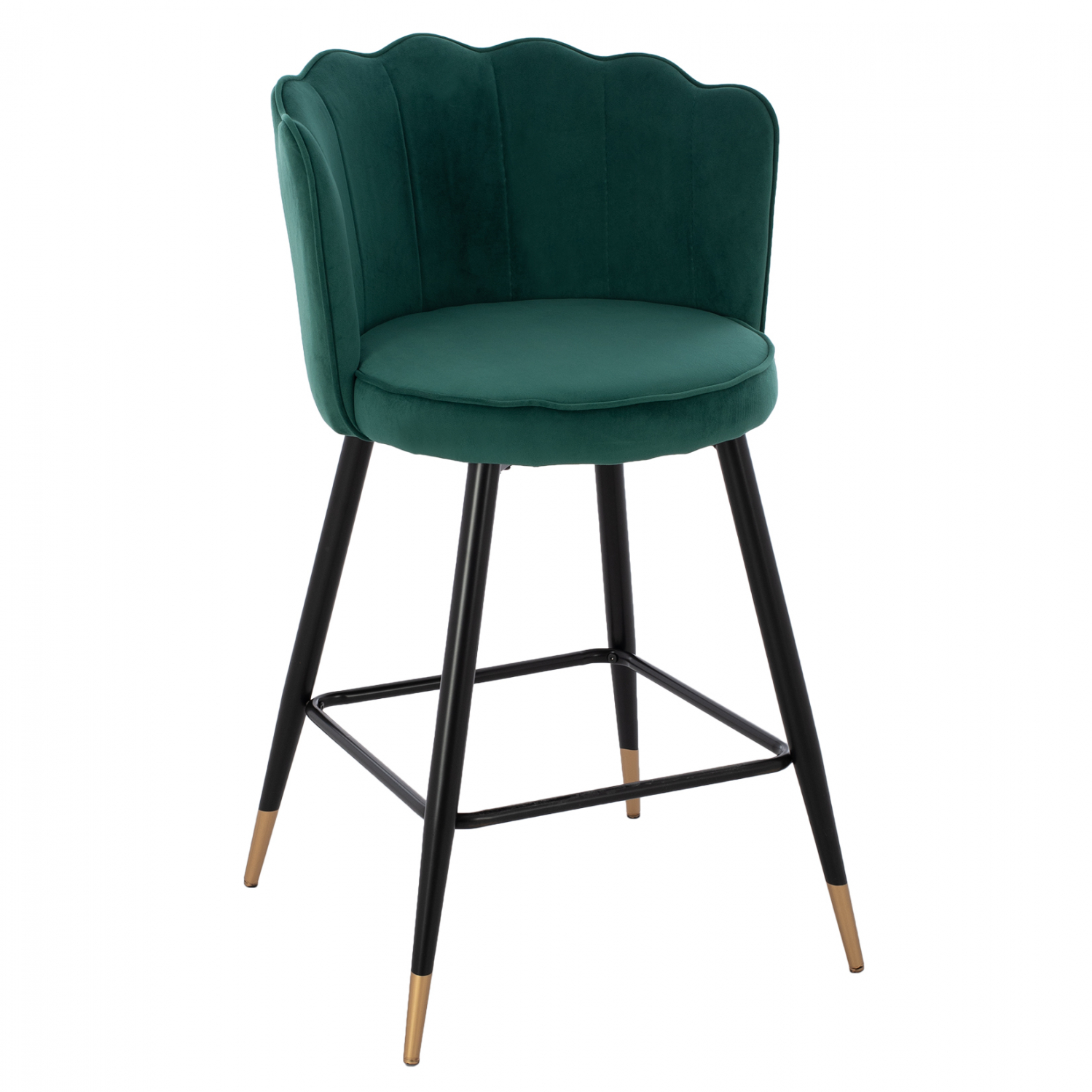 Бар стол средна височина-зелено кадифе