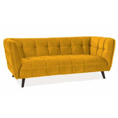 Кадифен диван - жълт / къри