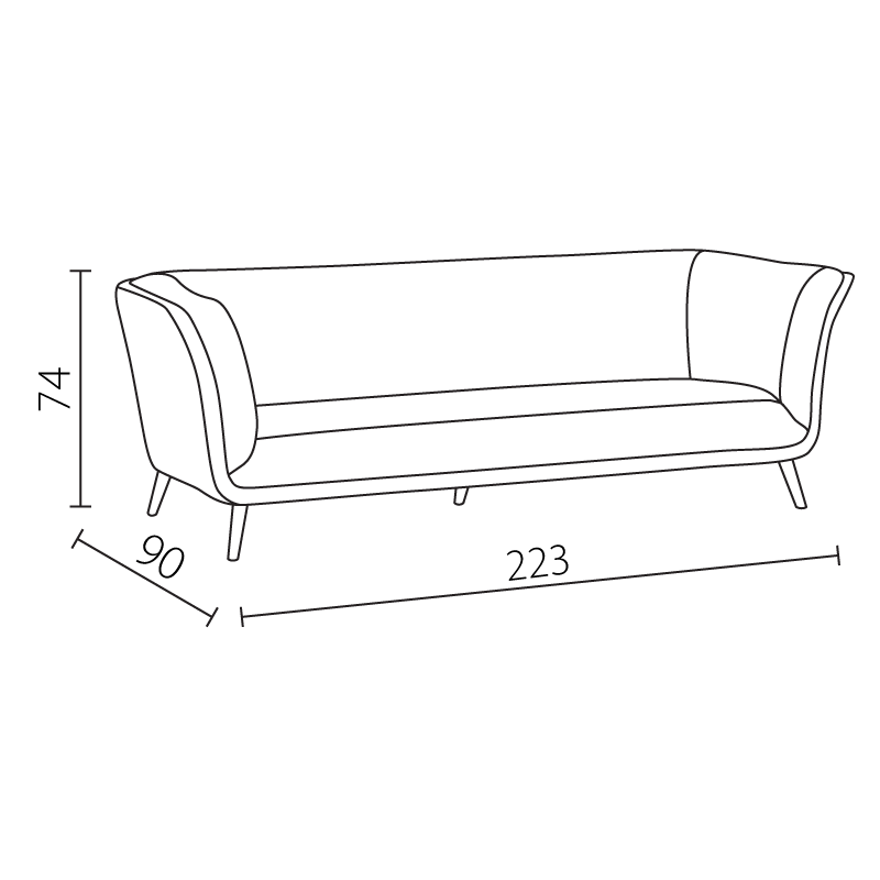 Триместно канапе LENA – светлосиво 70