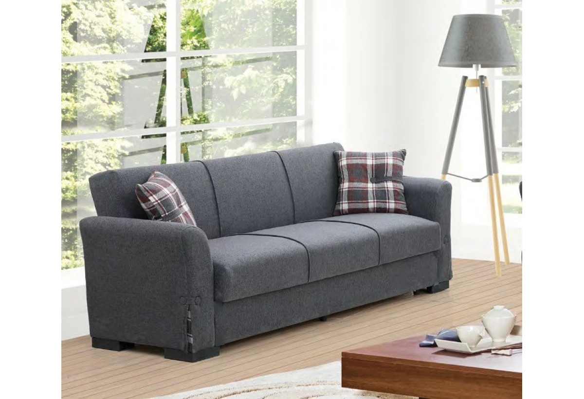 Диван FELIPE тройка разтегателен тъмносив