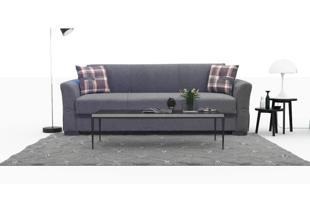 Диван FELIPE тройка разтегателен тъмносив