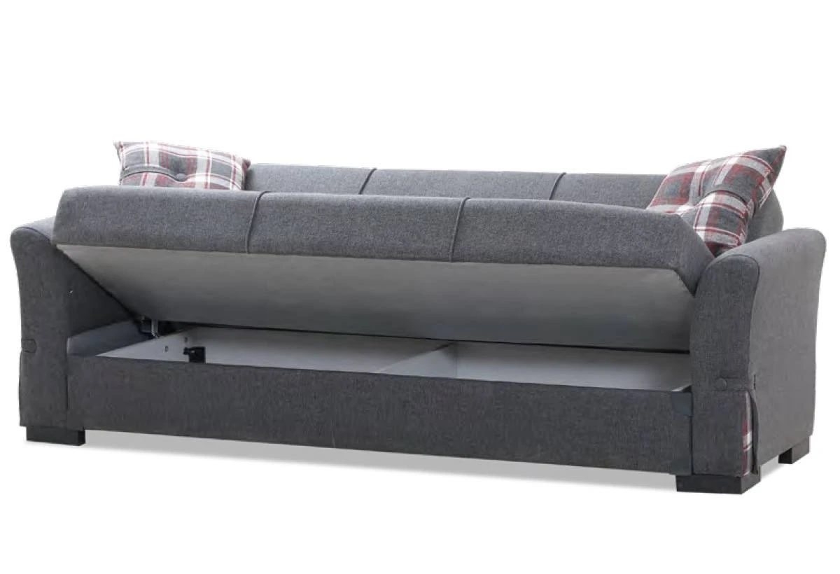 Диван FELIPE тройка разтегателен тъмносив