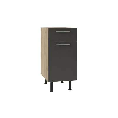 Долен кухненски шкаф Т1 Н40/87 с чекмедже и врата е част от модулна система за кухня Скай лофт в цвят златен дъб крафт с вратички в цвят сив графит