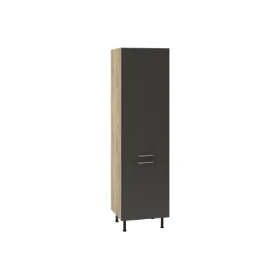 Колонен шкаф за хладилник ШУ 60/241 HK-S е част от модулна система за кухня Скай лофт в цвят златен дъб крафт с фронт в цвят сив графит