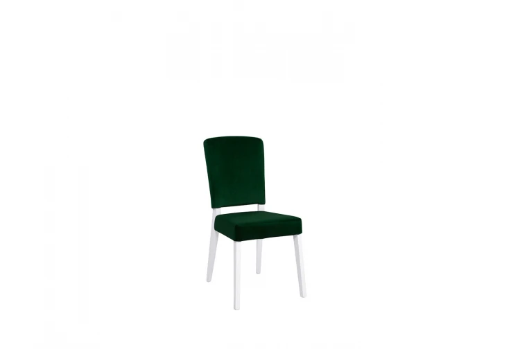 Трапезен стол Аламейда е изключително елегантна и практична мебел за обзавеждане на трапезария. Столът е с тапицирани в зелено седалка и облегалка и стабилна рамка от масивно дърво в бяло. Столът е част от мебелна система ALAMEDA и може да се комбинира с разтегателна маса от същата колекция