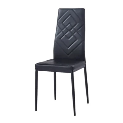 Стол К294 е изработен от здрави и качествени материали - седалка и облегалка от еко кожа и крака от боядисан в черно метал. Много уодбен