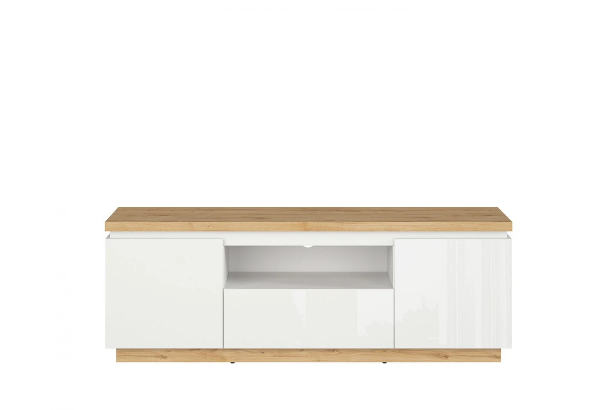 ТВ шкаф ERLA RTV2D1S дъб минерва / бял гланц