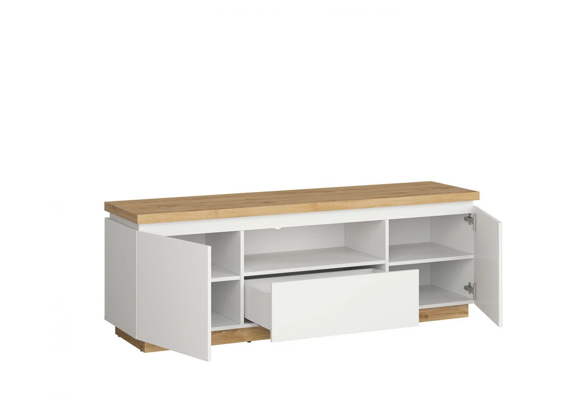 ТВ шкаф ERLA RTV2D1S дъб минерва / бял гланц