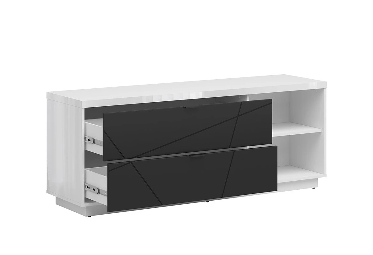 ТВ шкаф FORN RTV2S бял гланц / черно мат