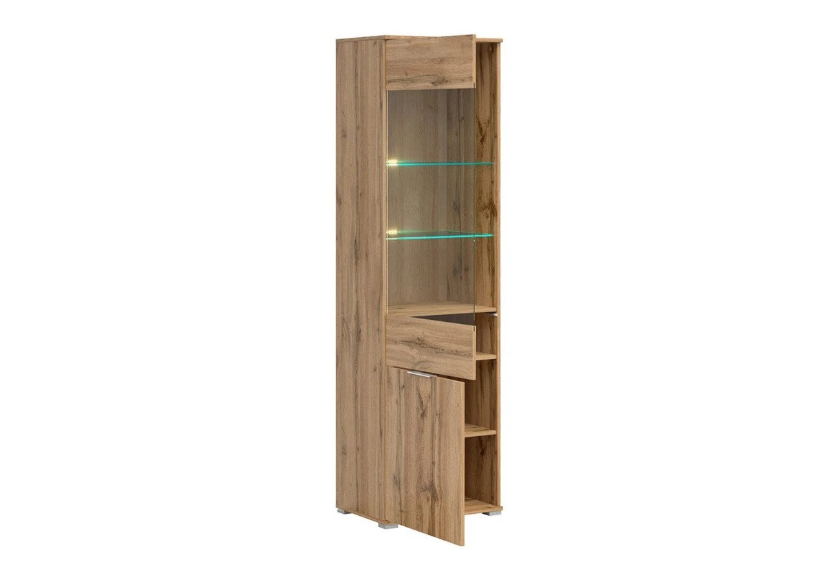 Висок шкаф витрина ZELE REG1W1D дъб вотан