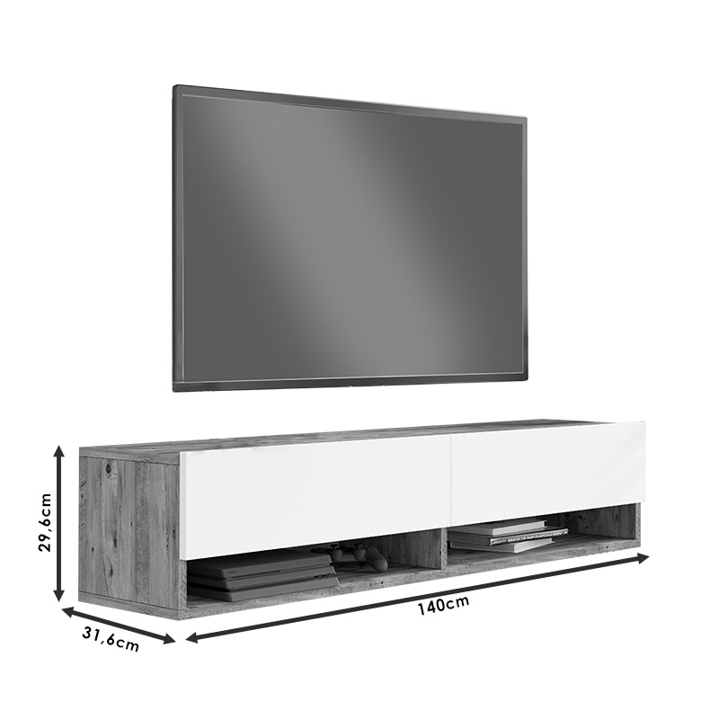 ТВ шкаф цвят бял-натурал