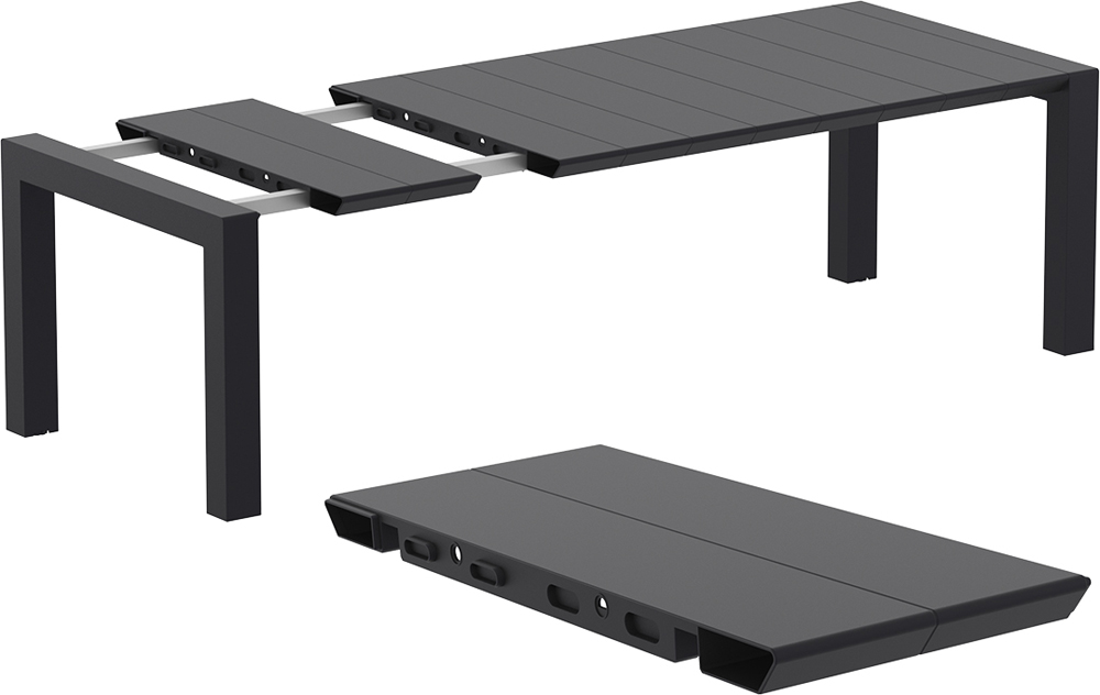 Пластмасова градинска разтегателна маса 180х220/100/75h черна