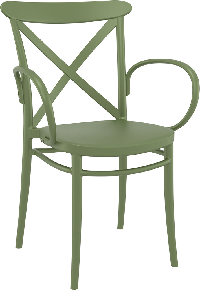 Пластмасов градински стол - полипропилен с фибро стъкло.  маслено зелен