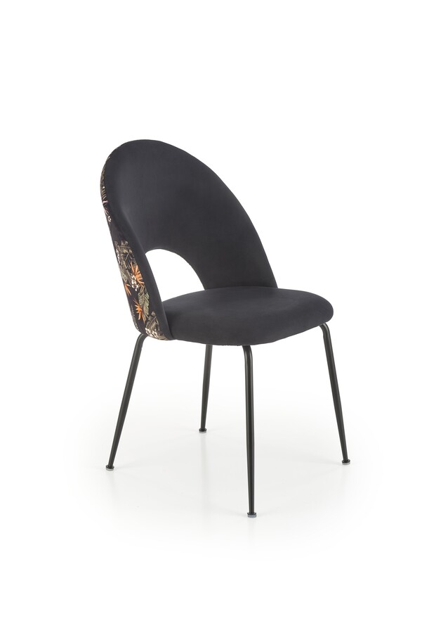 Велурен стол - черен/многоцветен