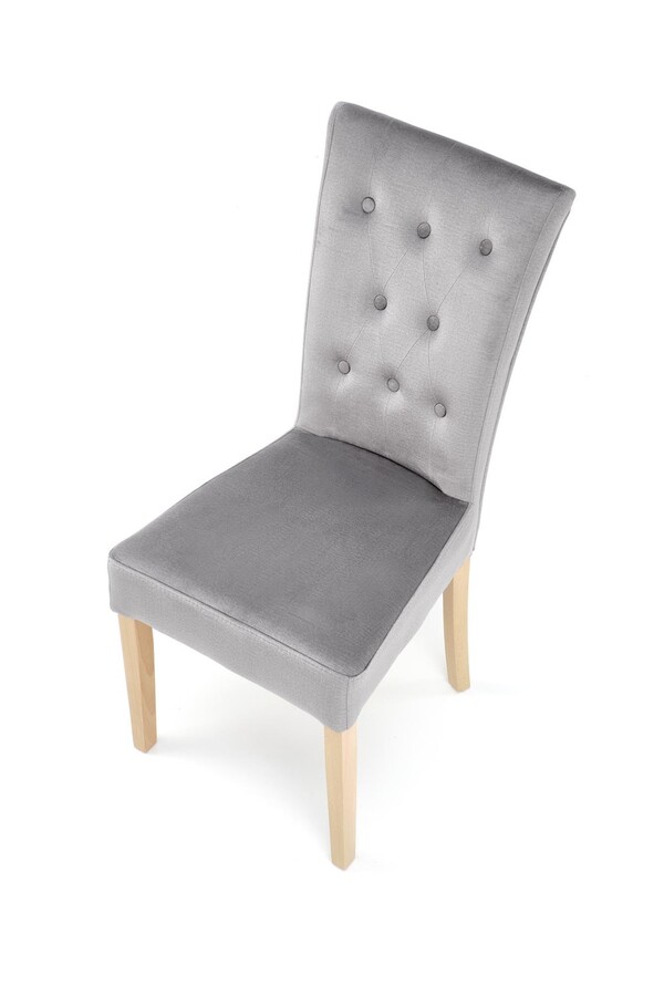 Велурен стол – сив/меден дъб