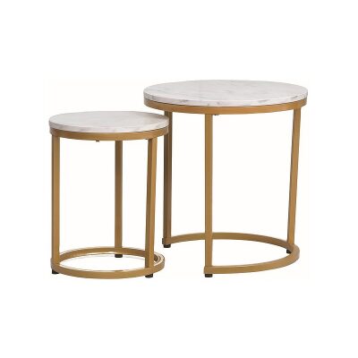Комплект кръгла маса – бял мрамор/злато