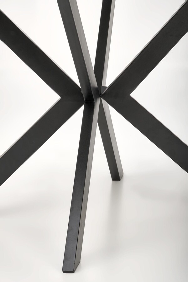 Кръгла разтегателна маса 100-250×100 – бял мрамор/черен