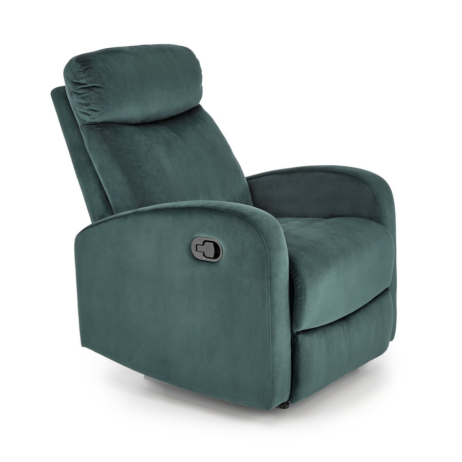 Разтегателен фотьойл с функция люлка - тъмно зелен