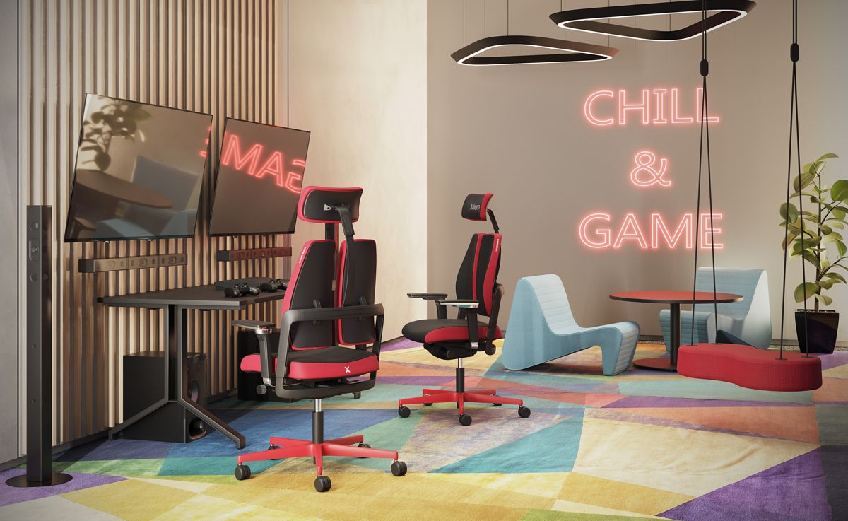 Геймърски стол – черен/червен