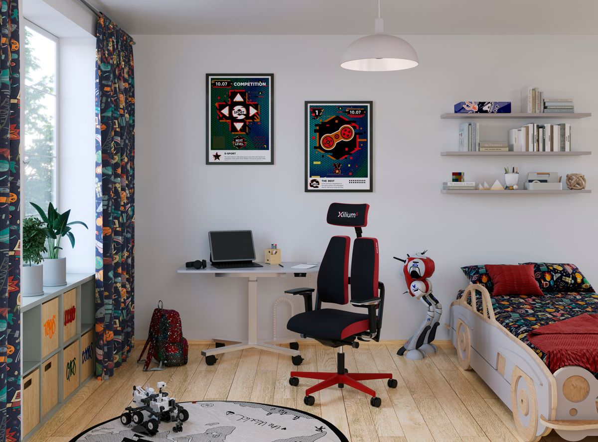 Геймърски стол – черен/червен