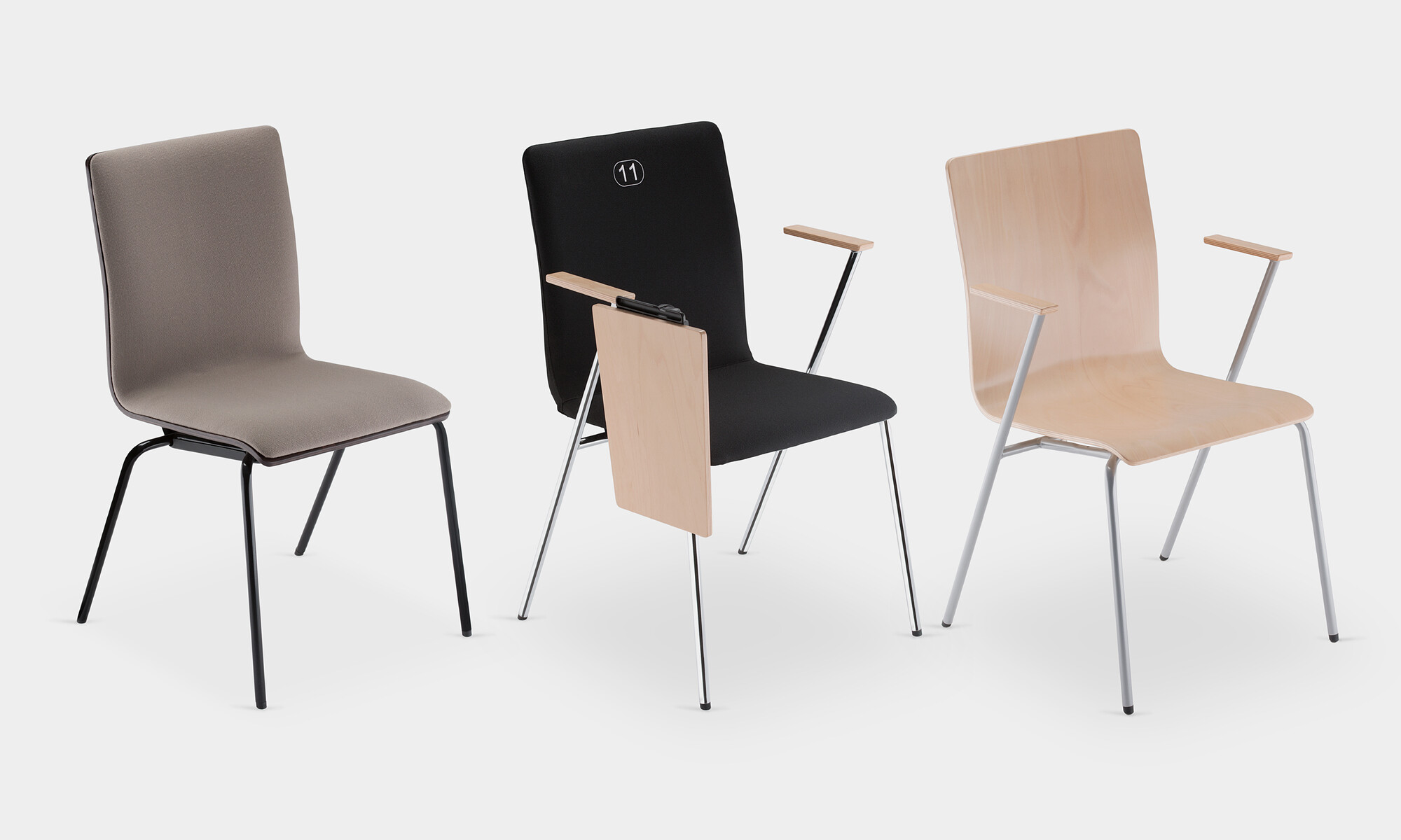 Посетителски стол   – ДЪРВЕСЕН/сив